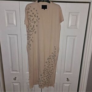 Spirit Jersey Women's Short Sleeve pocket Cheetah Print Maxi Dress Size Medium